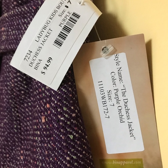 Girls tweed coat vest. Size: 6 & 7. color:purple - Picture 4 of 5